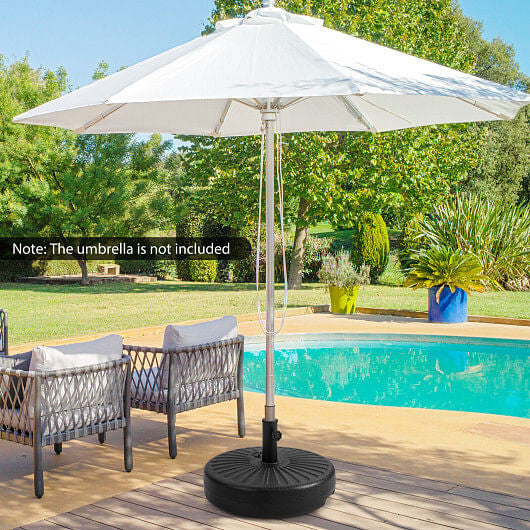 20-inch heavy-duty round fillable outdoor umbrella base stand in black with tightening knob — view 2
