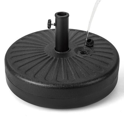 20-inch heavy-duty round fillable outdoor umbrella base stand in black with tightening knob — view 3