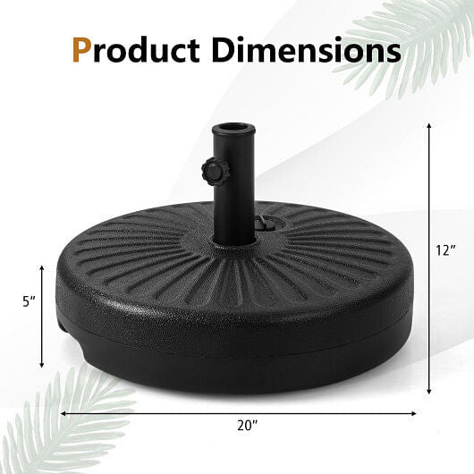 20-inch heavy-duty round fillable outdoor umbrella base stand in black with tightening knob — view 4