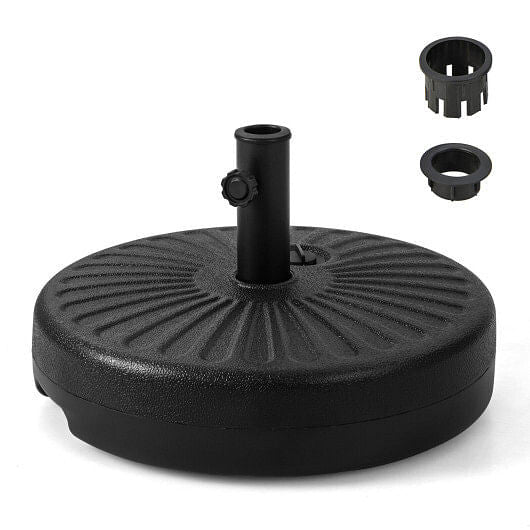 20-inch heavy-duty round fillable outdoor umbrella base stand in black with tightening knob — view 5
