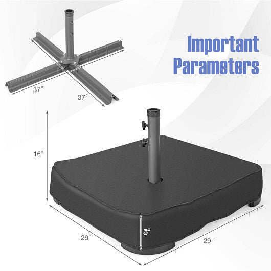 Fillable umbrella base with powder-coated metal frame, oxford sandbags, and black dust-proof cover — view 3