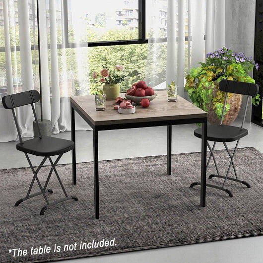Two piece black outdoor folding chair set with sturdy steel frame and ergonomic backrest — view 3