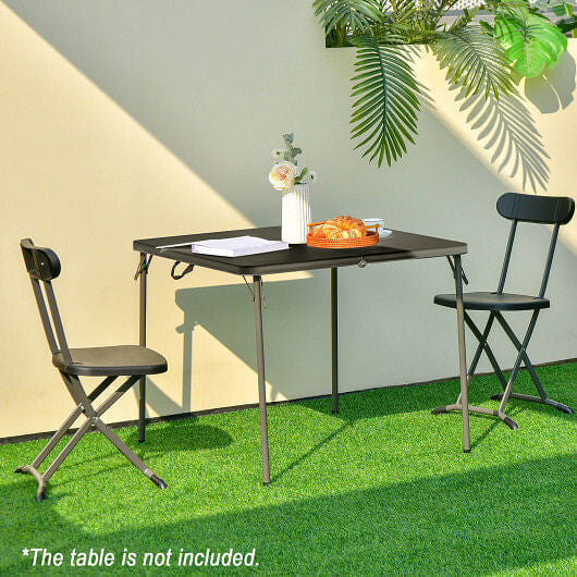 Two piece black outdoor folding chair set with sturdy steel frame and ergonomic backrest — view 5