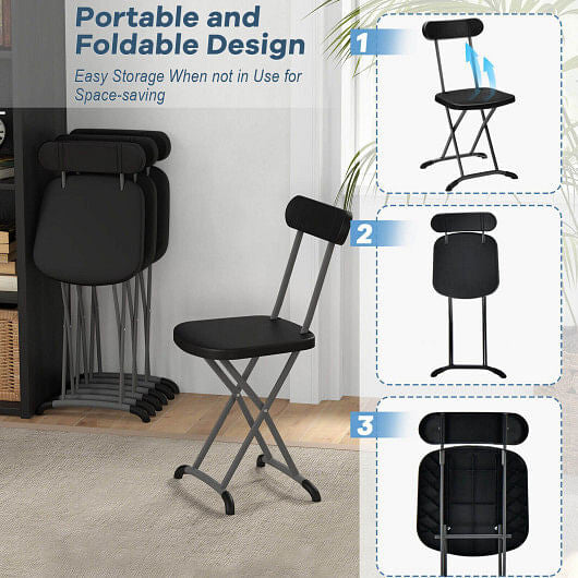 Two piece black outdoor folding chair set with sturdy steel frame and ergonomic backrest — view 4