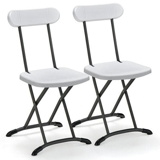 Two piece black outdoor folding chair set with sturdy steel frame and ergonomic backrest — view 2