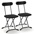 Two piece black outdoor folding chair set with sturdy steel frame and ergonomic backrest