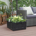 175 LBS outdoor fillable umbrella base with black table tray, planter box, and rolling wheels