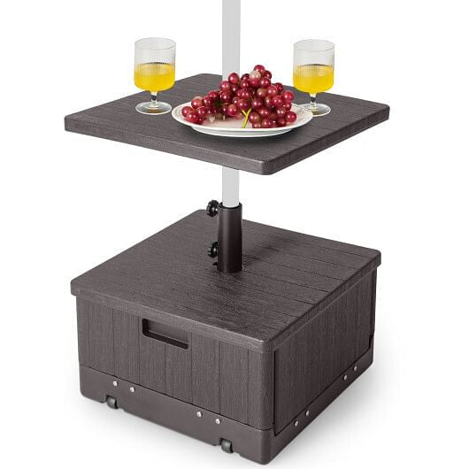 175 LBS outdoor fillable umbrella base with black table tray, planter box, and rolling wheels — view 5