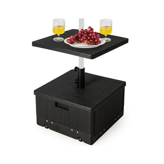 175 LBS outdoor fillable umbrella base with black table tray, planter box, and rolling wheels — view 10
