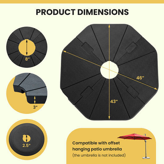 4-piece fillable umbrella base stand in black HDPE material for patio and poolside cantilever umbrellas — view 4
