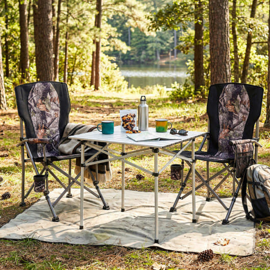 Heavy duty portable folding camping chair with metal frame, cup holder, and anti-slip feet — view 6