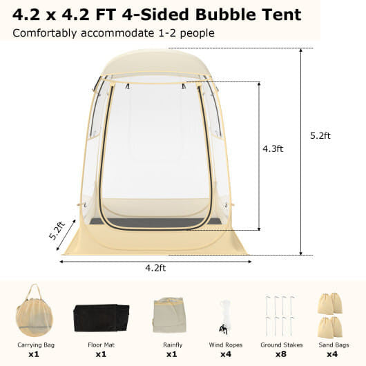 Clear PVC instant pop-up sports tent with roll-up doors, wind ropes, and waterproof floor mat — view 8
