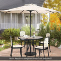 Beige outdoor market umbrella with heavy-duty metal frame and open sun-proof polyester canopy.