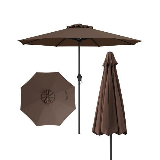 Beige outdoor market umbrella with heavy-duty metal frame and open sun-proof polyester canopy. — view 5