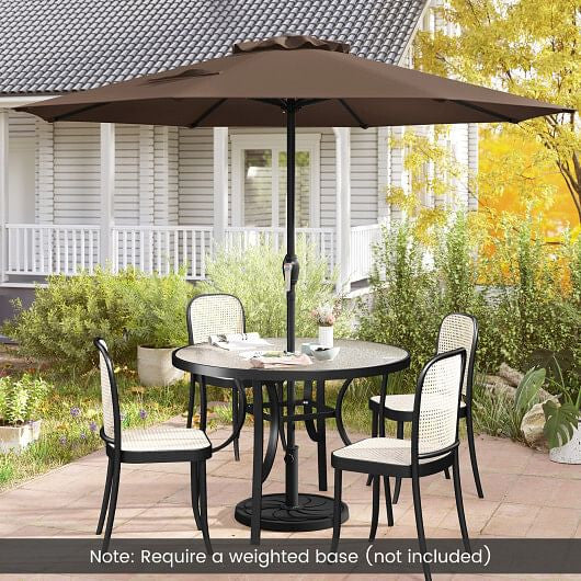 Beige outdoor market umbrella with heavy-duty metal frame and open sun-proof polyester canopy. — view 6