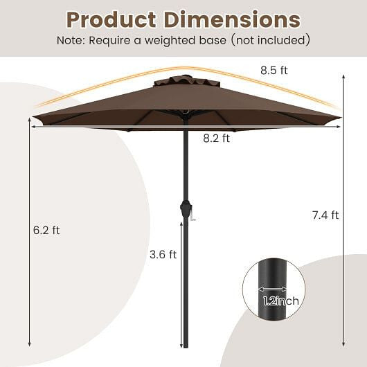 Beige outdoor market umbrella with heavy-duty metal frame and open sun-proof polyester canopy. — view 8