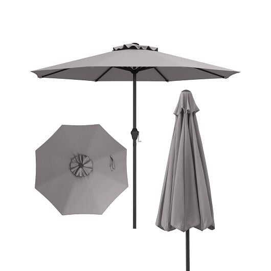 Beige outdoor market umbrella with heavy-duty metal frame and open sun-proof polyester canopy. — view 10