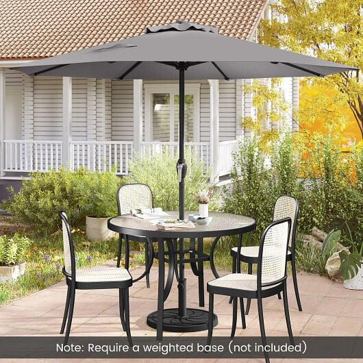 Beige outdoor market umbrella with heavy-duty metal frame and open sun-proof polyester canopy. — view 11