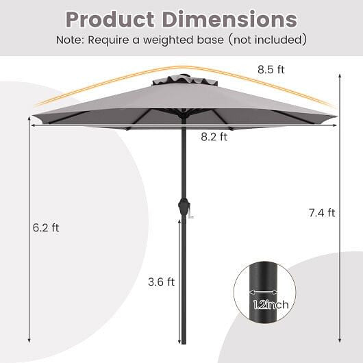 Beige outdoor market umbrella with heavy-duty metal frame and open sun-proof polyester canopy. — view 13