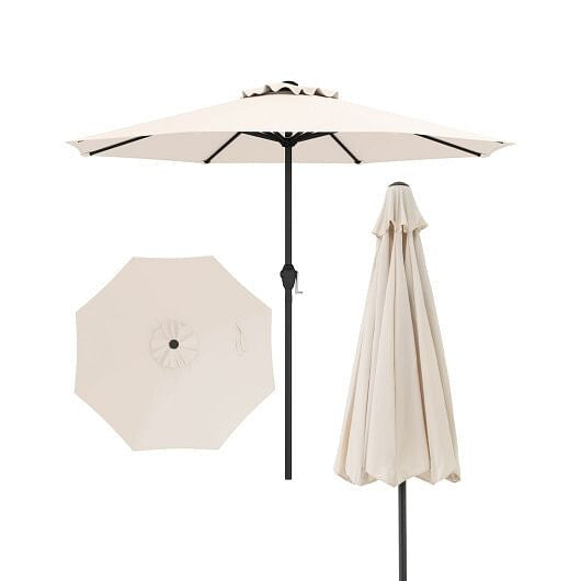 Beige outdoor market umbrella with heavy-duty metal frame and open sun-proof polyester canopy. — view 15