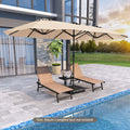 Extra large 15.5ft beige double sided patio umbrella with solar LED canopy lights