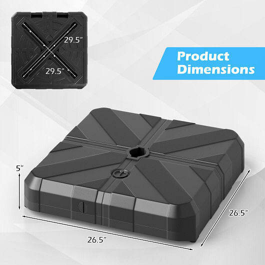 Weighted offset umbrella base in black with cut-out handles and steel cross bracket — view 4