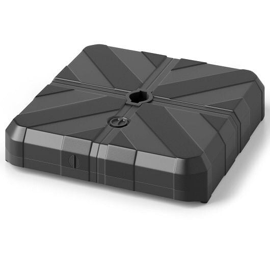Weighted offset umbrella base in black with cut-out handles and steel cross bracket — view 5