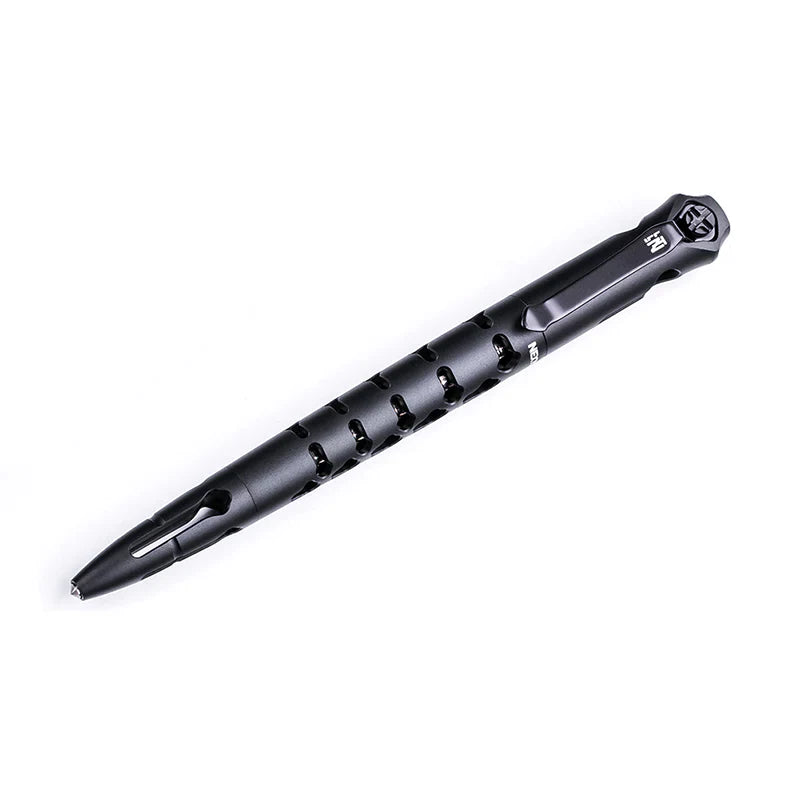 Black Nextorch NP20 tactical pen with skeletonized aluminum body and tungsten glass breaking tip