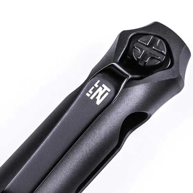 Black Nextorch NP20 tactical pen with skeletonized aluminum body and tungsten glass breaking tip — view 3