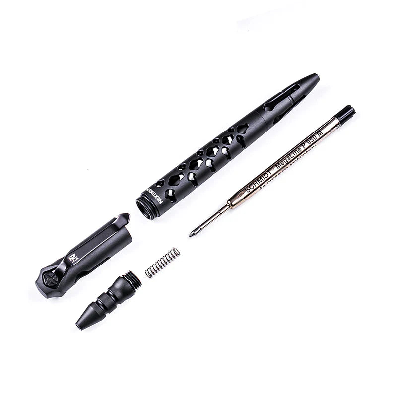 Black Nextorch NP20 tactical pen with skeletonized aluminum body and tungsten glass breaking tip — view 4