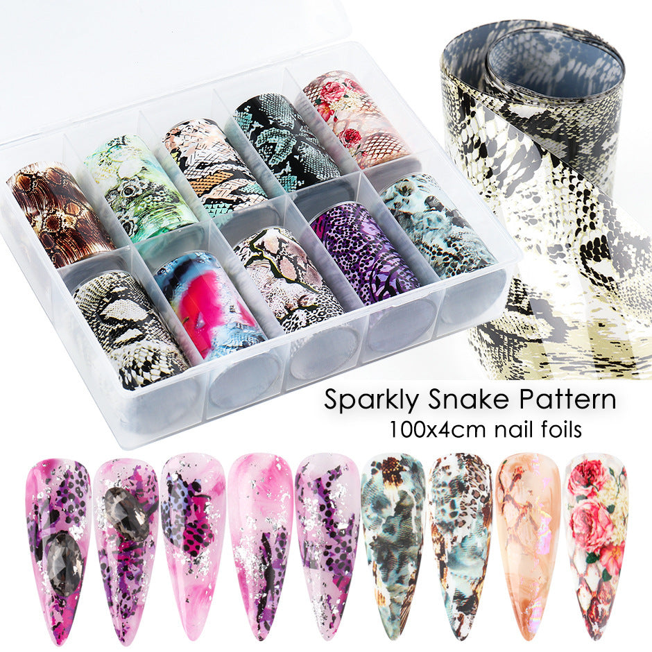 Premium snake skin pattern nail art stickers in elegant packaging for effortless at home manicures — view 2