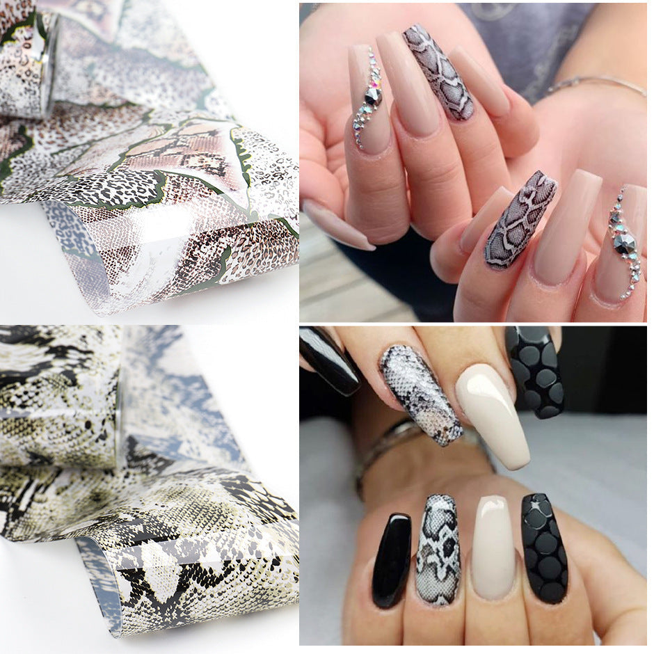Premium snake skin pattern nail art stickers in elegant packaging for effortless at home manicures — view 5