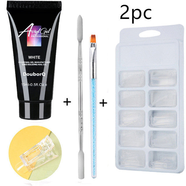 Premium nail extension art kit with versatile resin polish, precision brushes, and decorative nail stickers. — view 2