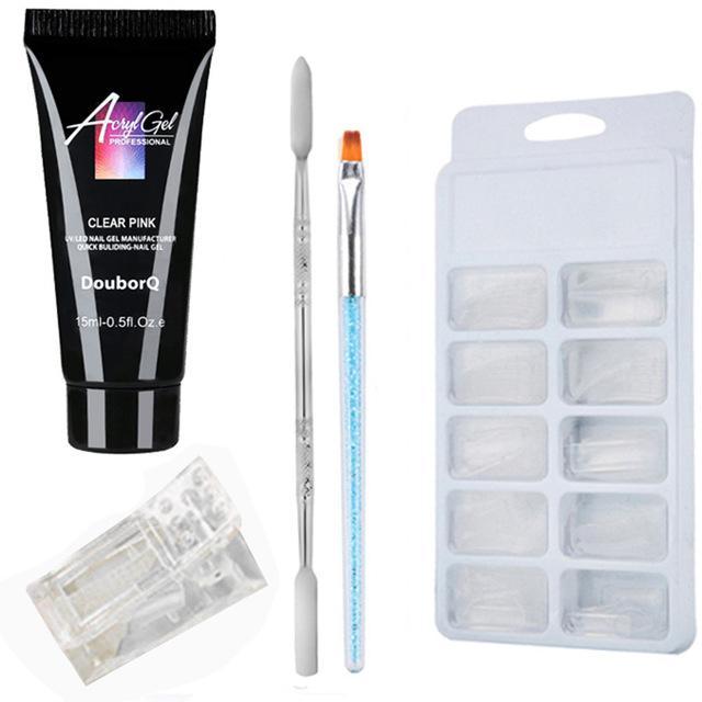 Premium nail extension art kit with versatile resin polish, precision brushes, and decorative nail stickers. — view 3