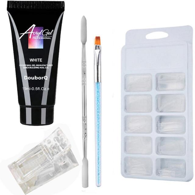 Premium nail extension art kit with versatile resin polish, precision brushes, and decorative nail stickers. — view 4