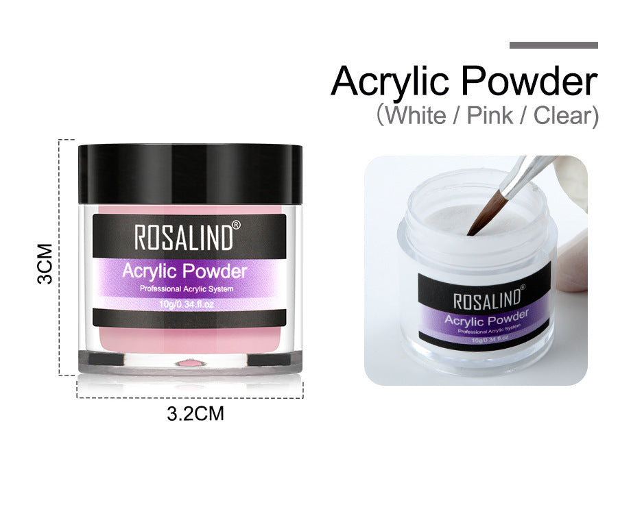 Nail powder acrylic system kit with three powders liquid carving pen and glass cup — view 2