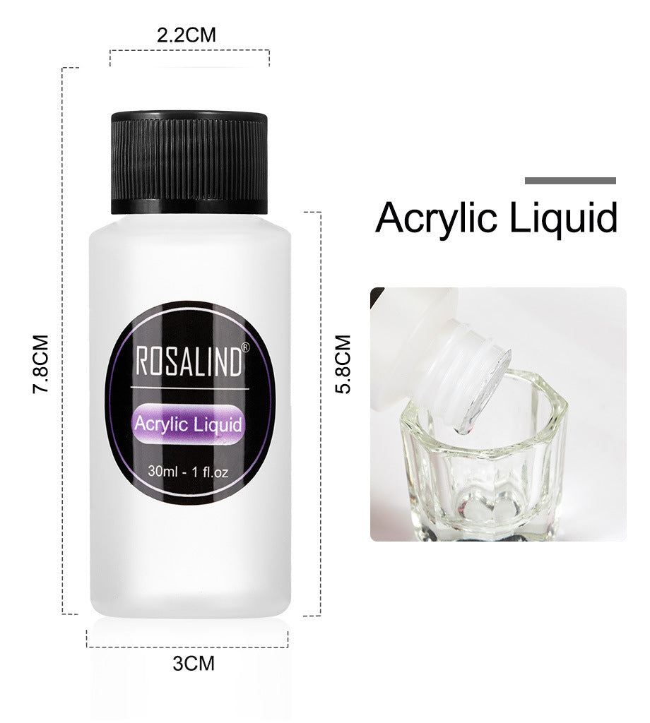Nail powder acrylic system kit with three powders liquid carving pen and glass cup — view 3
