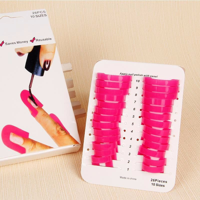 Nail polish overflow clip set featuring 26 pieces of protective manicure finger guards for nail art — view 3