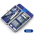 Stainless steel manicure tool kit featuring precision nail clippers, scissors, and cuticle grooming instruments