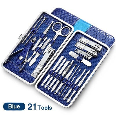 Stainless steel manicure tool kit featuring precision nail clippers, scissors, and cuticle grooming instruments — view 4