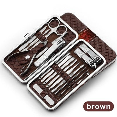 Stainless steel manicure tool kit featuring precision nail clippers, scissors, and cuticle grooming instruments — view 5