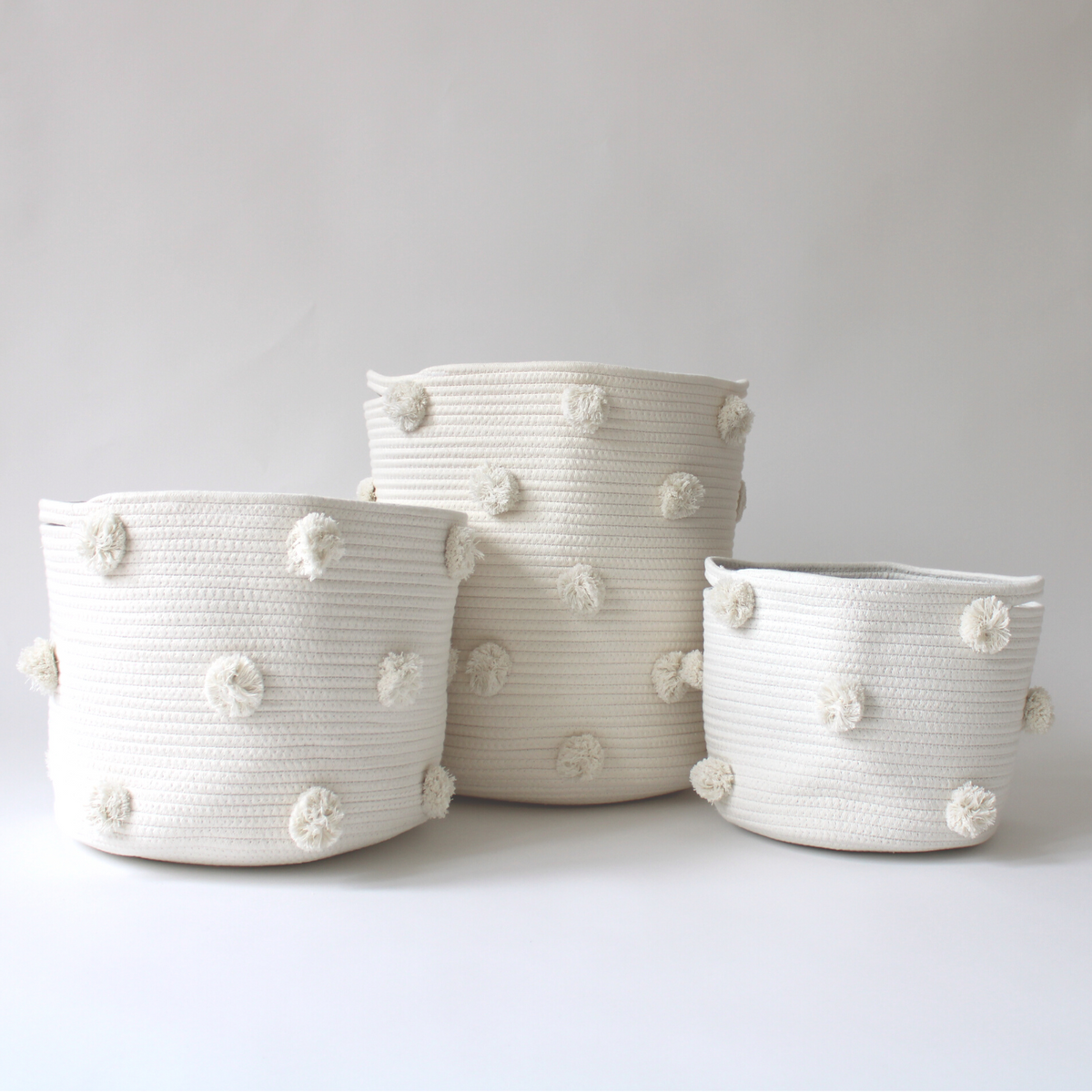 Natural Pom Basket - Medium-2