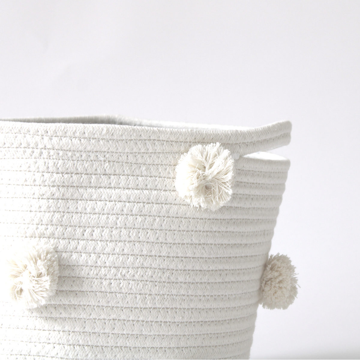 Natural Pom Basket - Medium-1
