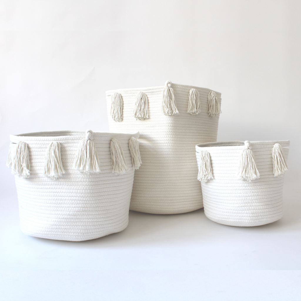 Natural Tassel Basket - Large-2