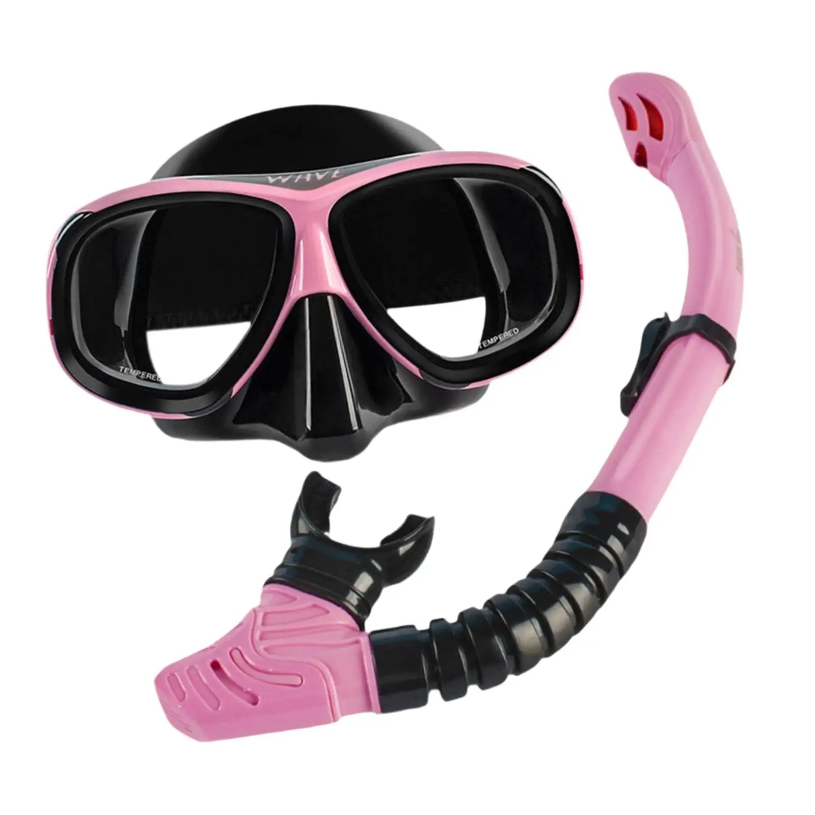 Silicone nearsighted snorkel set featuring a large frame dive mask and matching breathing tube.