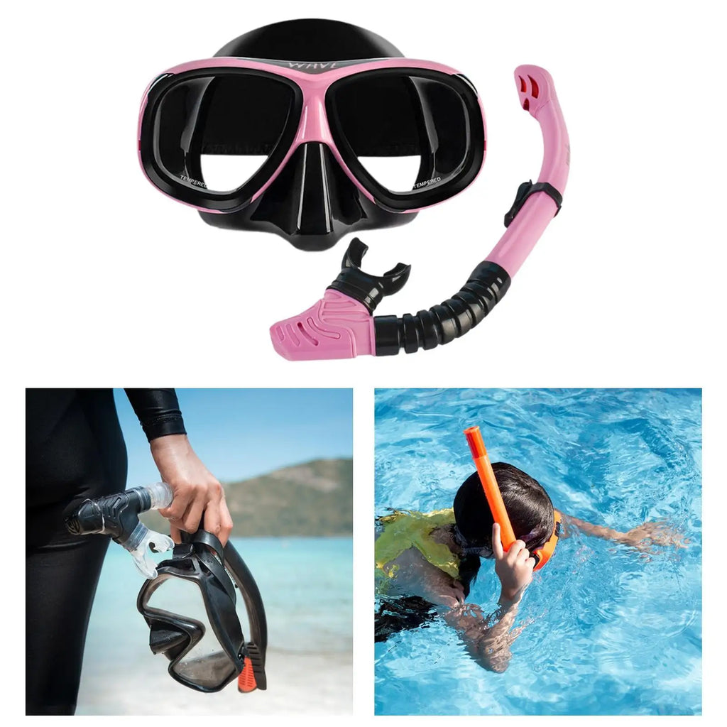 Silicone nearsighted snorkel set featuring a large frame dive mask and matching breathing tube. — view 4