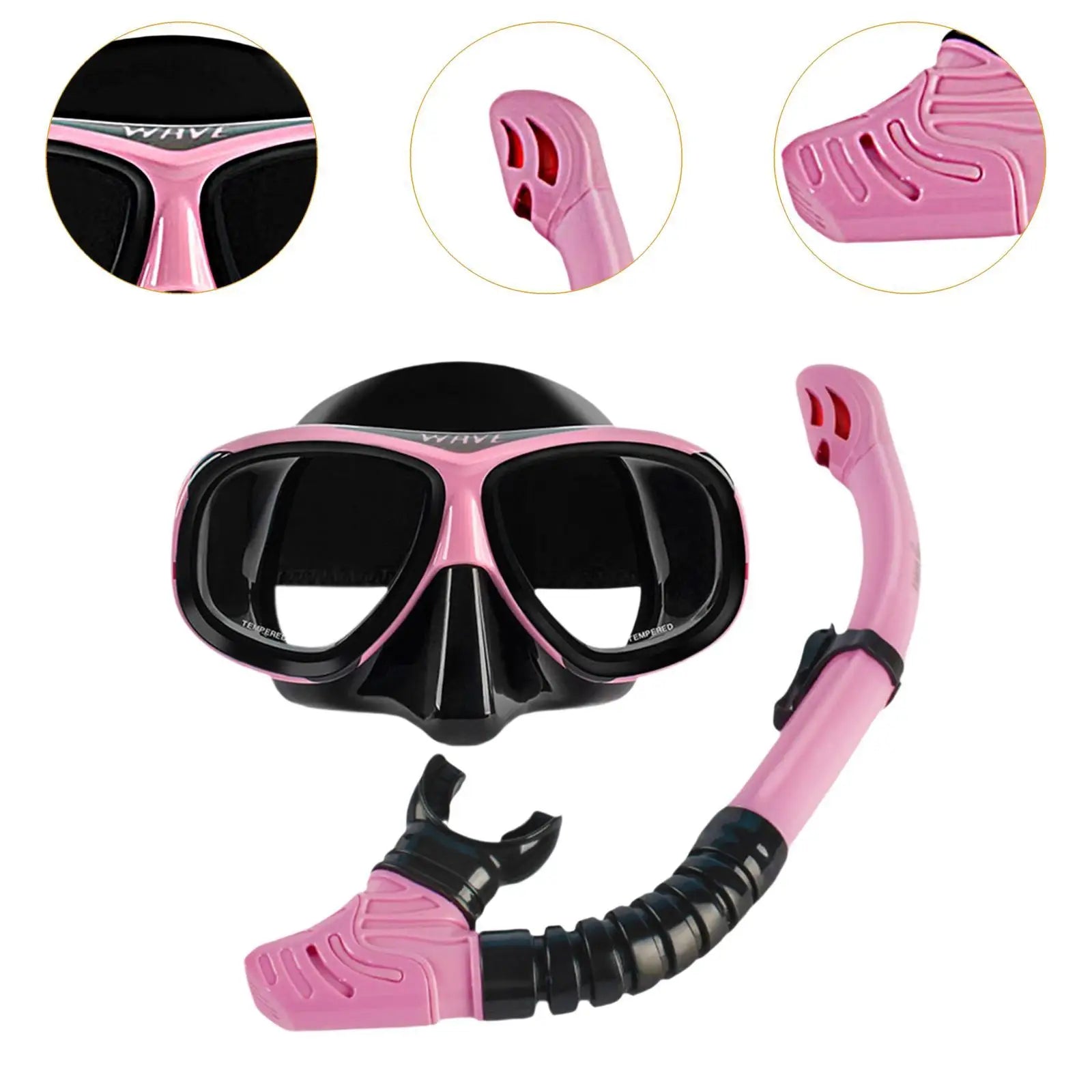 Silicone nearsighted snorkel set featuring a large frame dive mask and matching breathing tube. — view 5