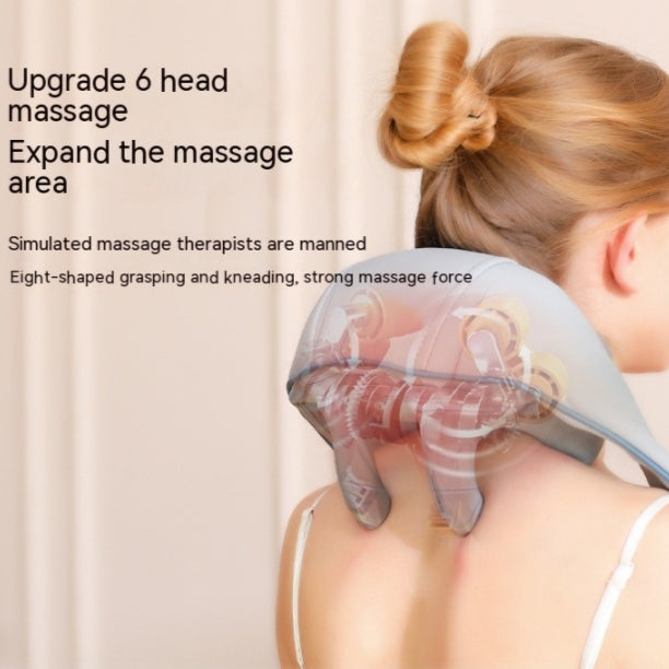 Rechargeable trapezius neck and shoulder massager in sleek dark gray for deep tissue muscle relief