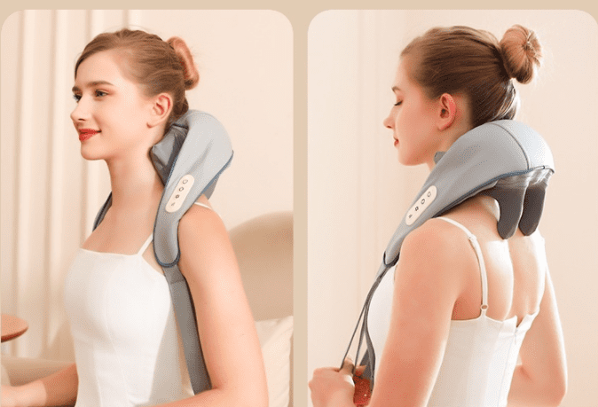 Rechargeable trapezius neck and shoulder massager in sleek dark gray for deep tissue muscle relief — view 2