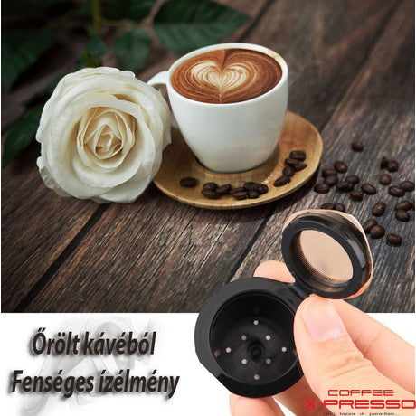 Gold refillable coffee capsule set with measuring spoon and cleaning brush for Nespresso machines — view 6